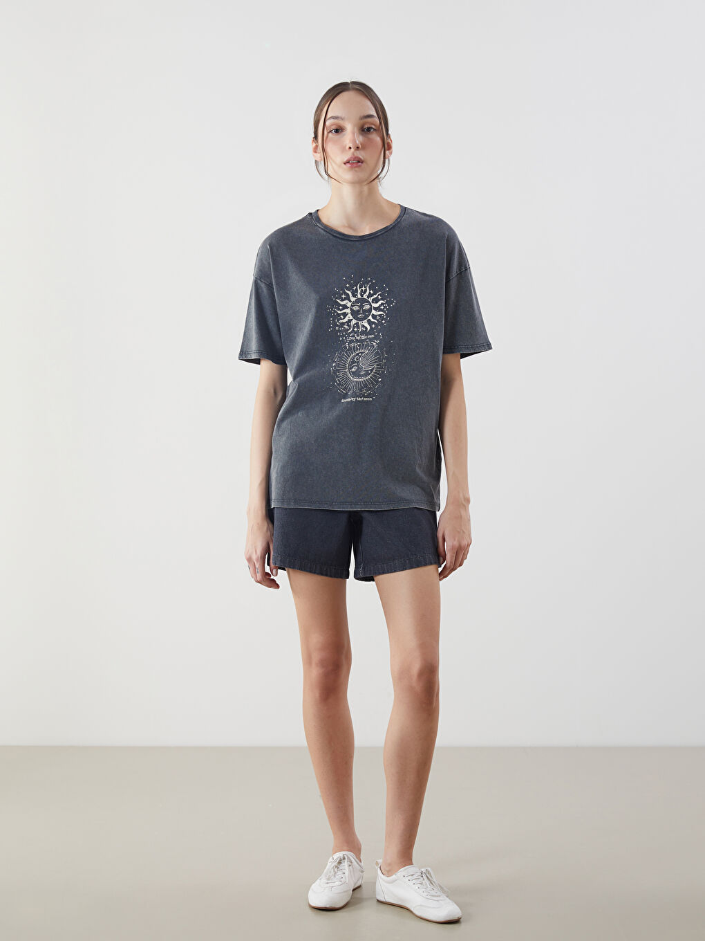 Crew Neck Printed Women's T-Shirt -S5GF10Z8-DC4