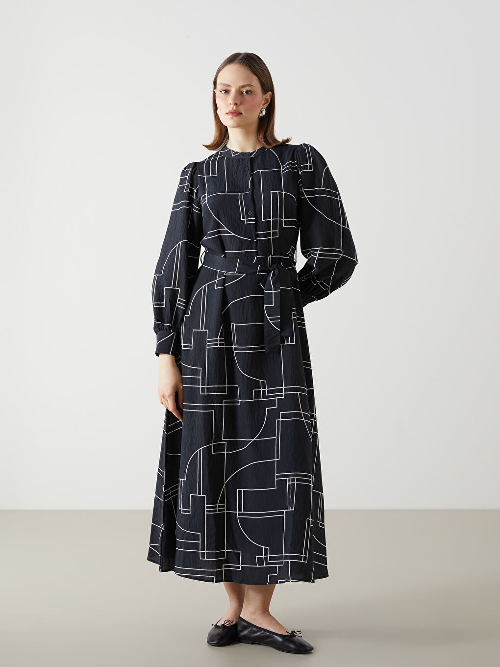 LC Waikiki Crew Neck Patterned Women's Dress -S5GF13Z8-LQJ