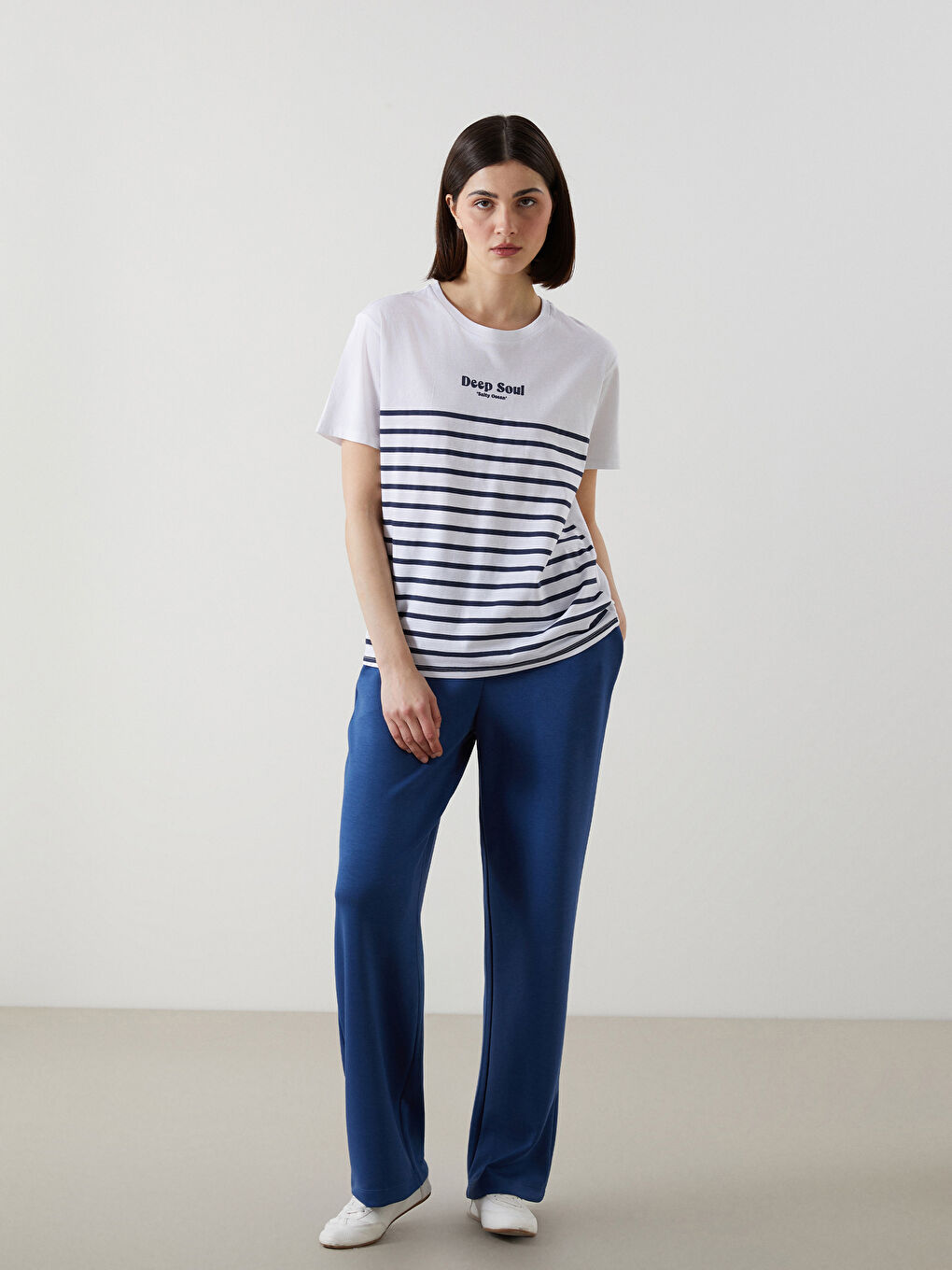 Crew Neck Striped Women's T-Shirt -S5GF27Z8-Q6K