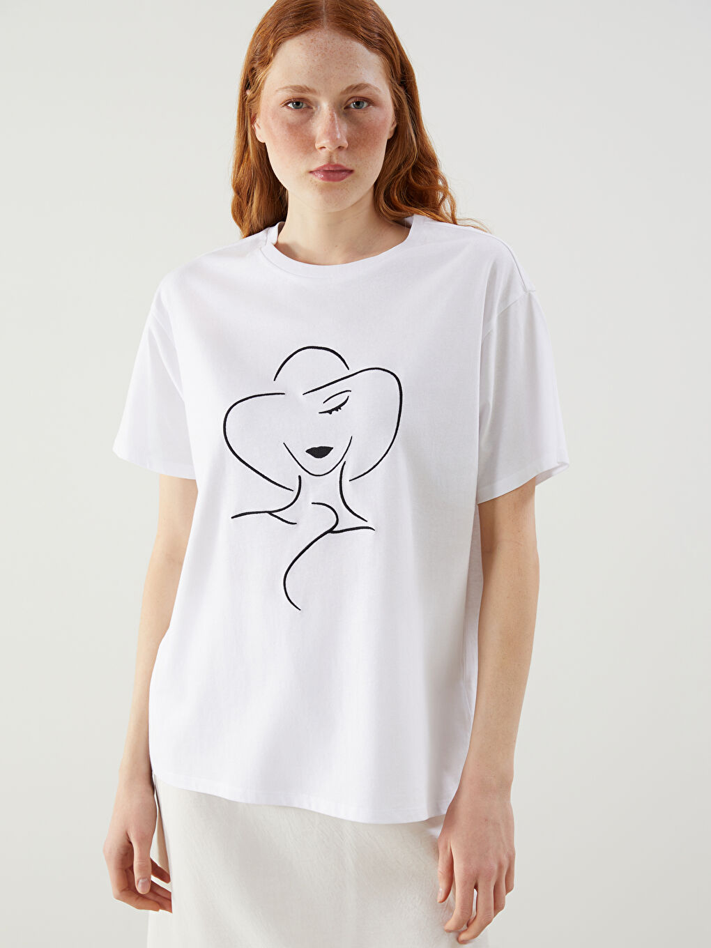 Crew Neck Printed Women's T-Shirt -S5GF35Z8-Q6K