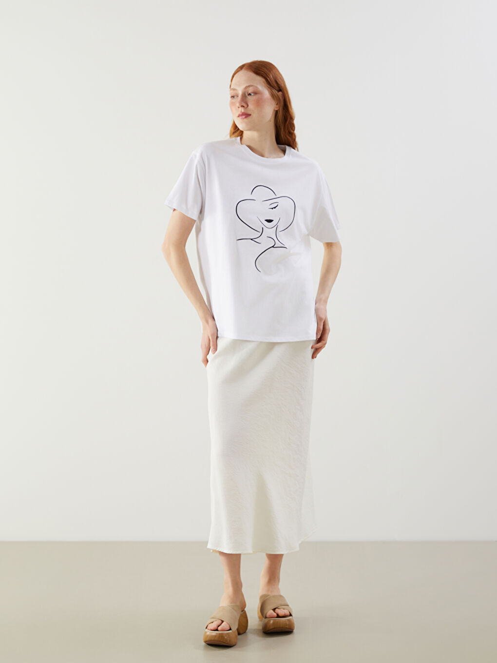 Crew Neck Printed Women's T-Shirt -S5GF35Z8-Q6K
