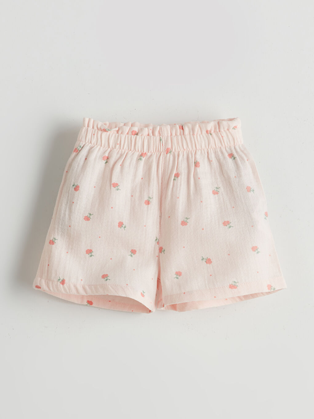 Pembe Kız Bebek Çiçek Baskılı Şort
