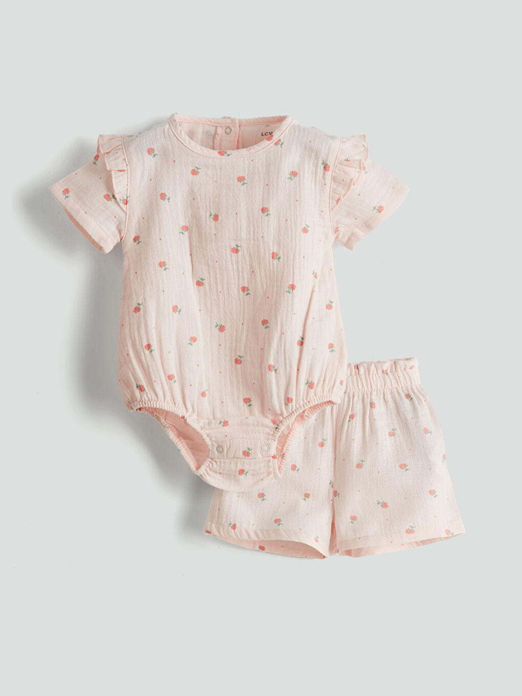 LCW baby Çiçekli Çıtçıtlı Body ve Şort 2'li -S5GF61Z1-LT4