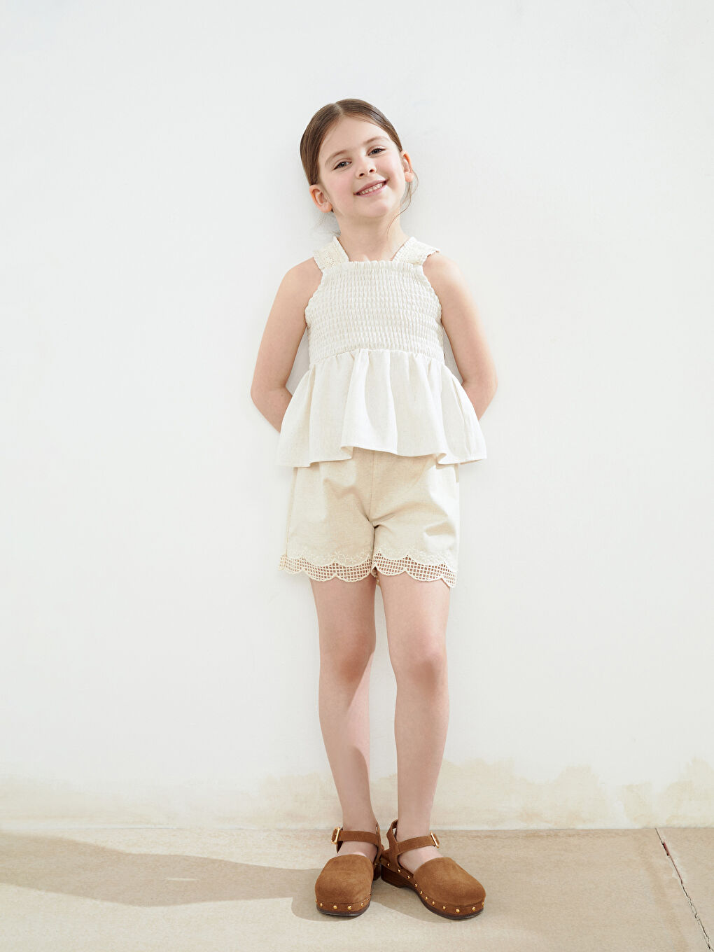 Bej Basic Askılı Kız Çocuk Bluz-1