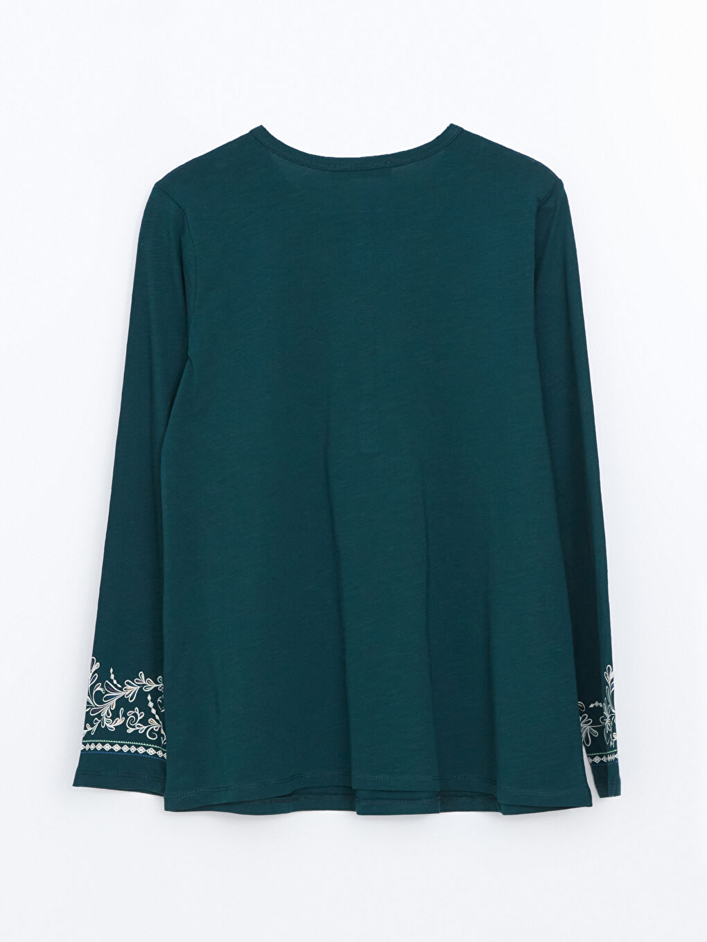 Yeşil Bisiklet Yaka Desenli Kadın Bluz-5