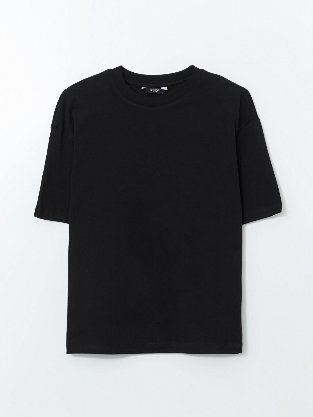 Siyah Bisiklet Yaka Penye Erkek Tişört-14