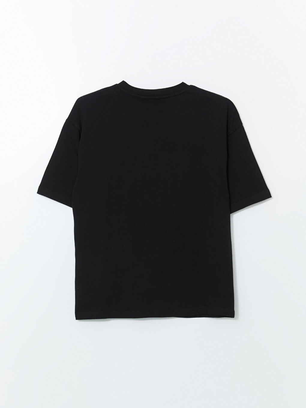 Siyah Bisiklet Yaka Penye Erkek Tişört-16