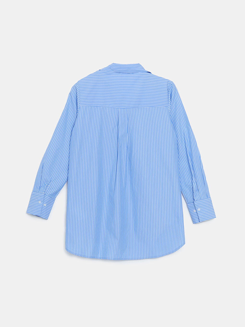 Mavi Parlak Taşlı Poplin Kadın Gömlek Tunik-5