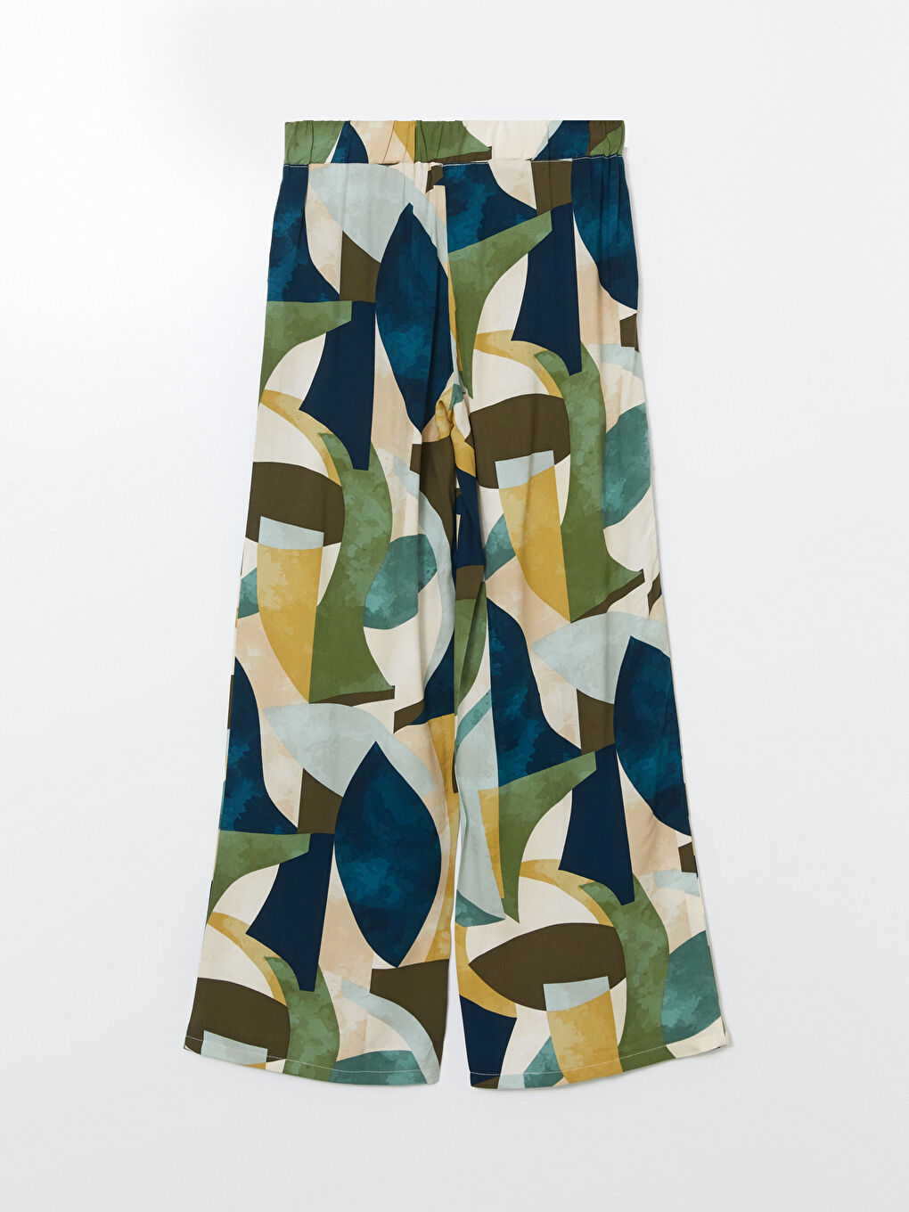 Elasticated Waist Patterned Wide Leg Women's Trousers-5