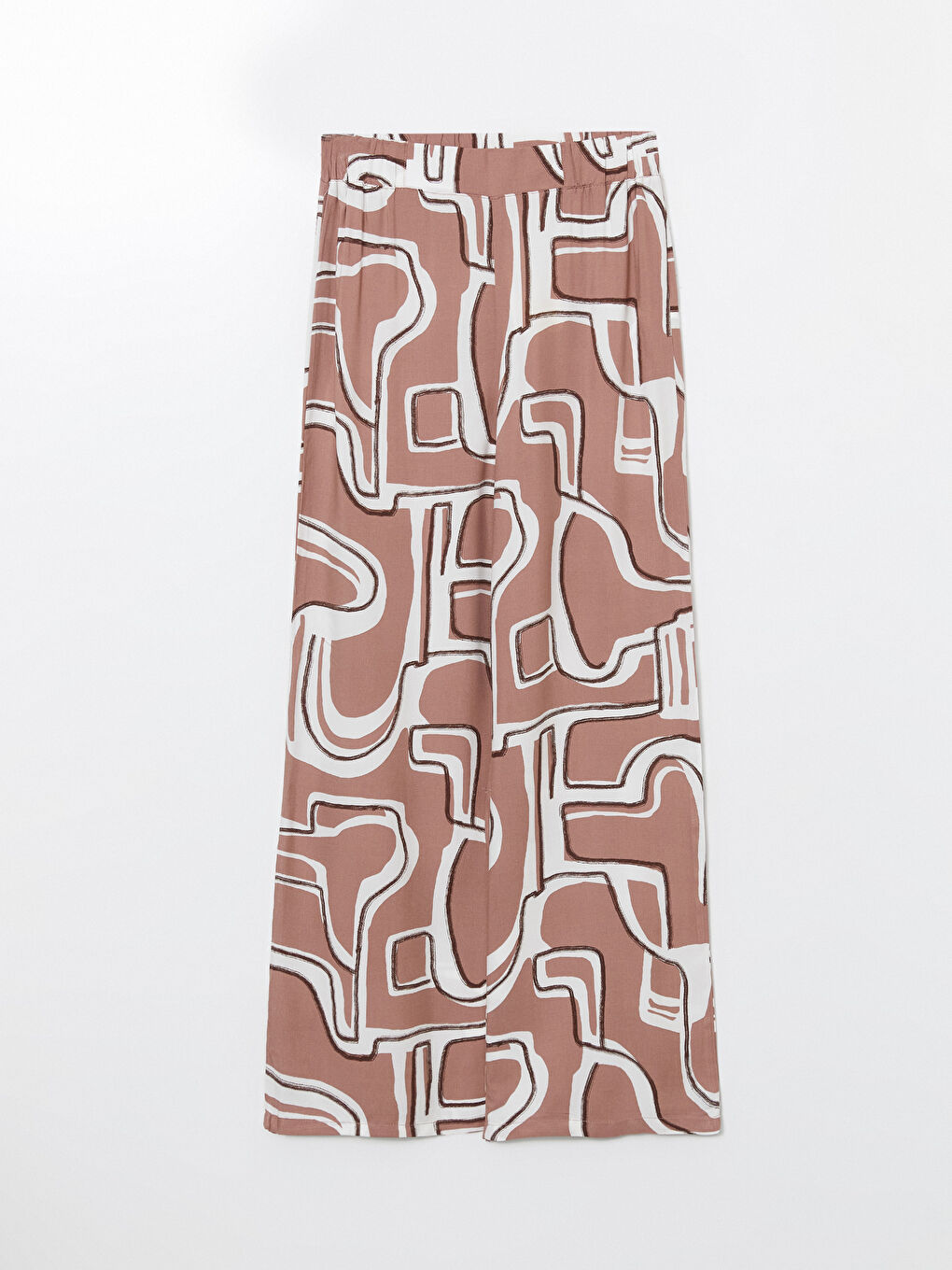 Elasticated Waist Patterned Wide Leg Women's Trousers-4