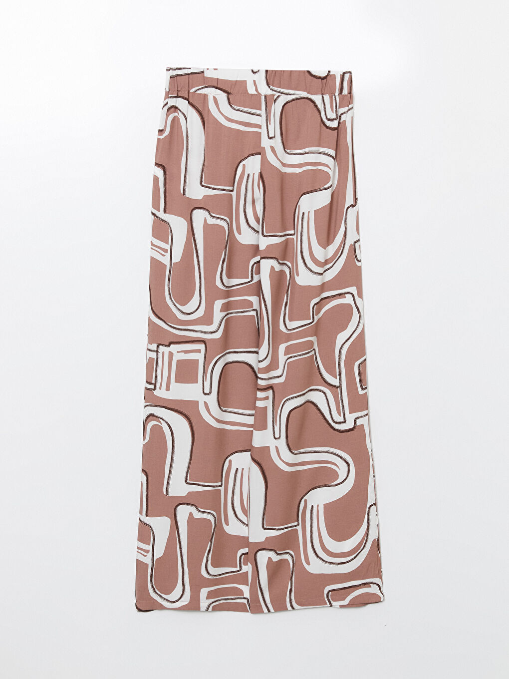Elasticated Waist Patterned Wide Leg Women's Trousers-5