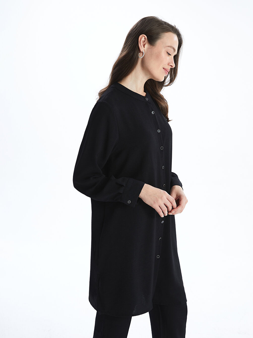 LCW Grace Grandad Collar Women's Shirt Tunic -S5GG84Z8-CVL