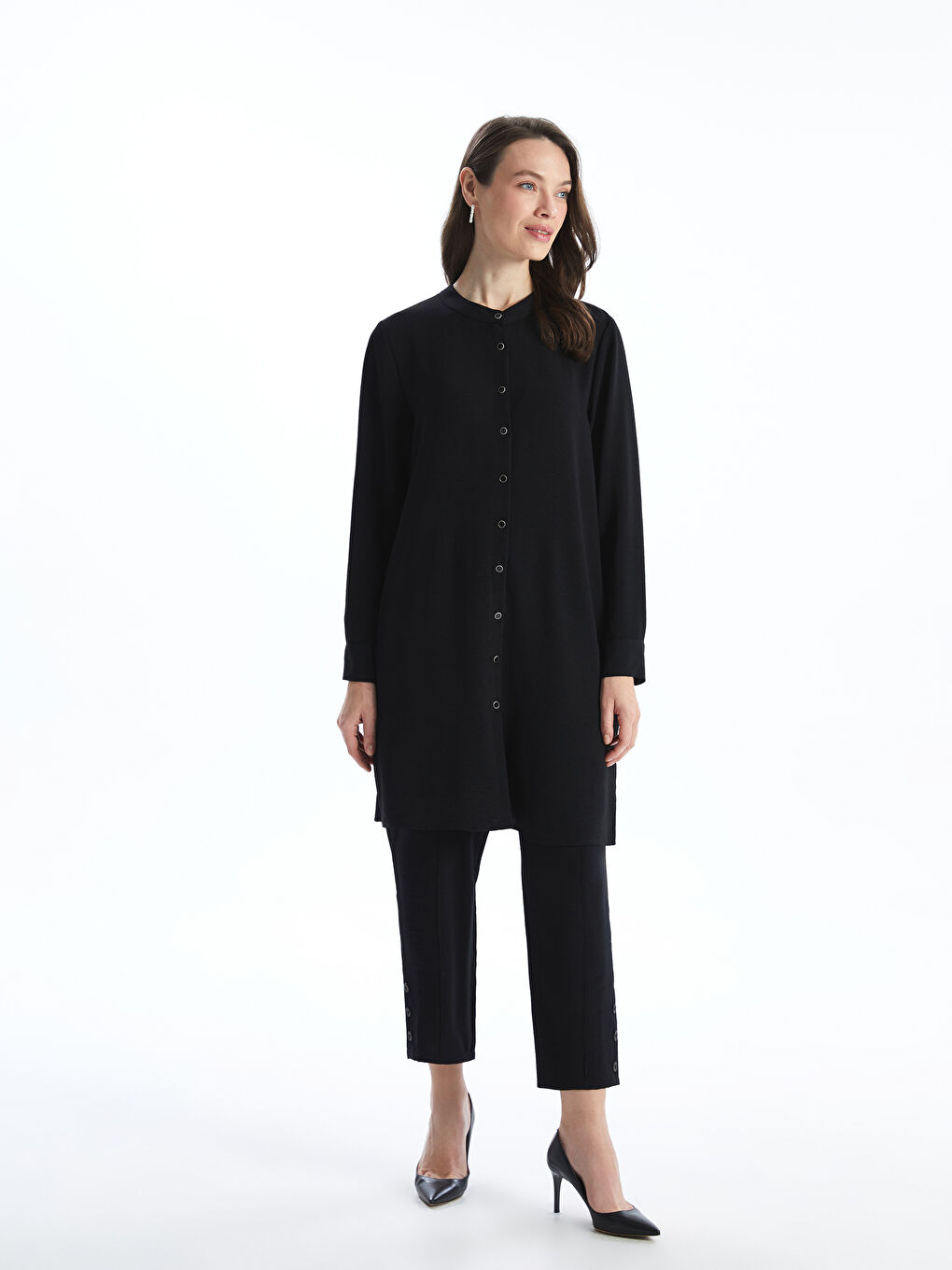 LCW Grace Grandad Collar Women's Shirt Tunic -S5GG84Z8-CVL