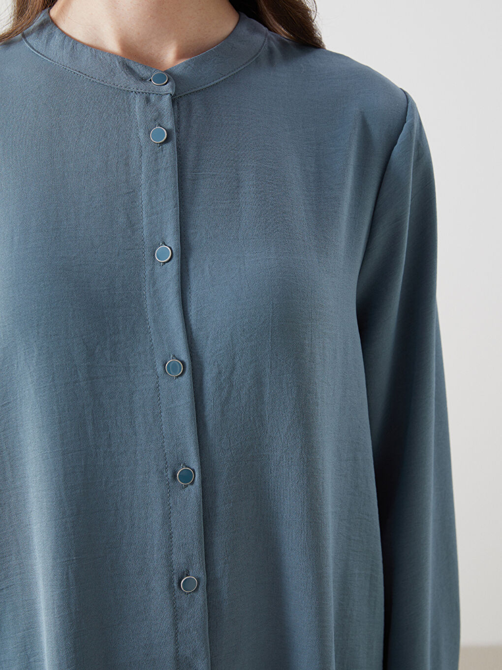 Collar Plain Long Sleeve Women's Shirt Tunic -S5GG84Z8-GXP