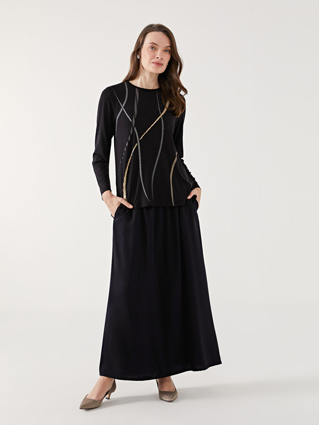 Elasticated Waist Women's Skirt -S5GG99Z8-CVL