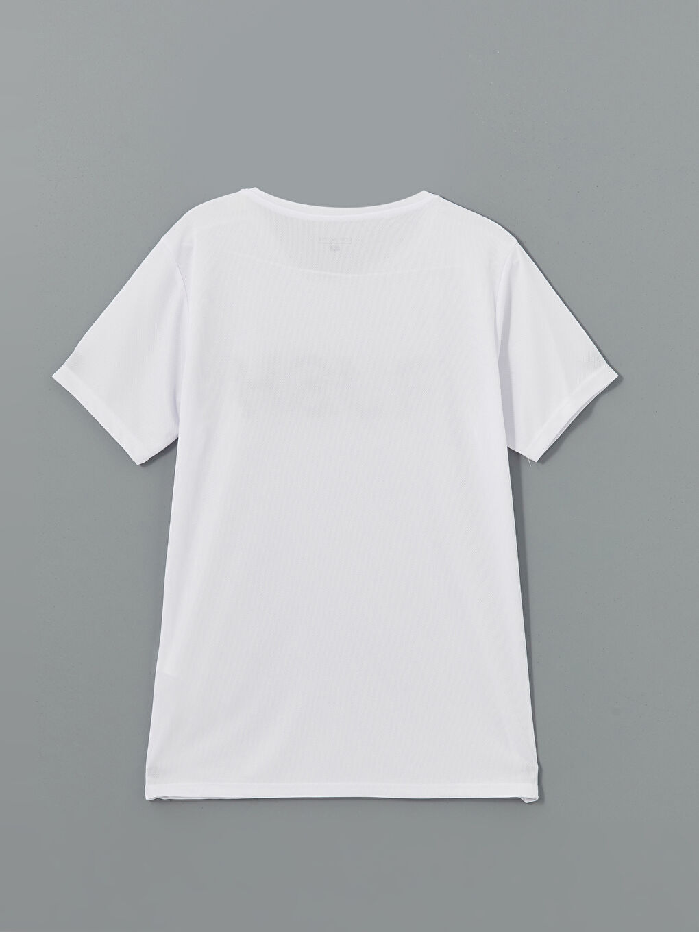 Beyaz Bisiklet Yaka Kısa Kollu Erkek Spor Tişört-5