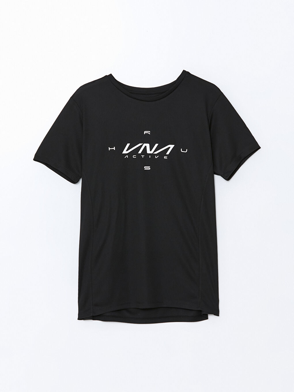 Siyah Bisiklet Yaka Kısa Kollu Erkek Spor Tişört-4