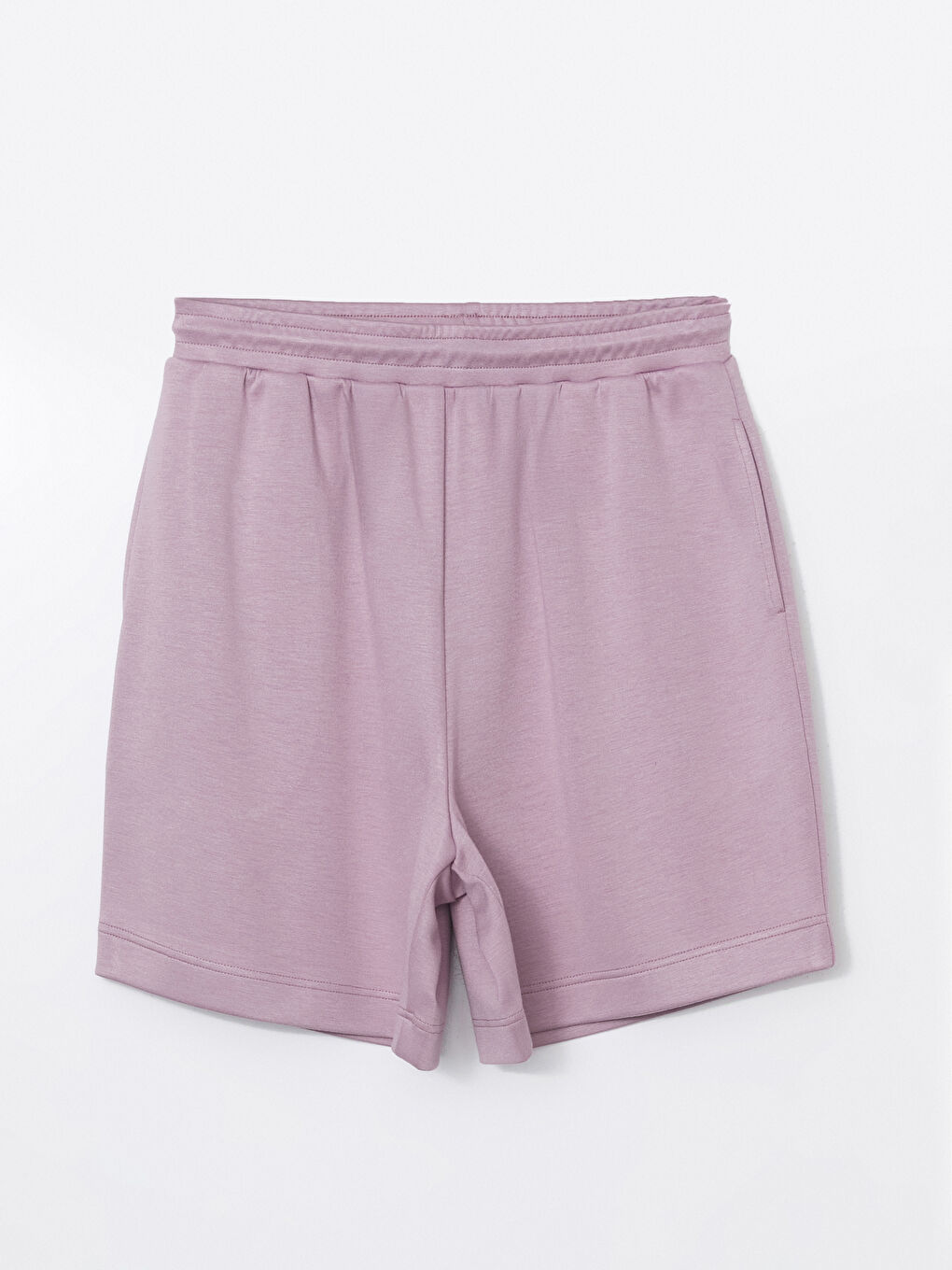 Lila Beli Lastikli Kadın Şort-4