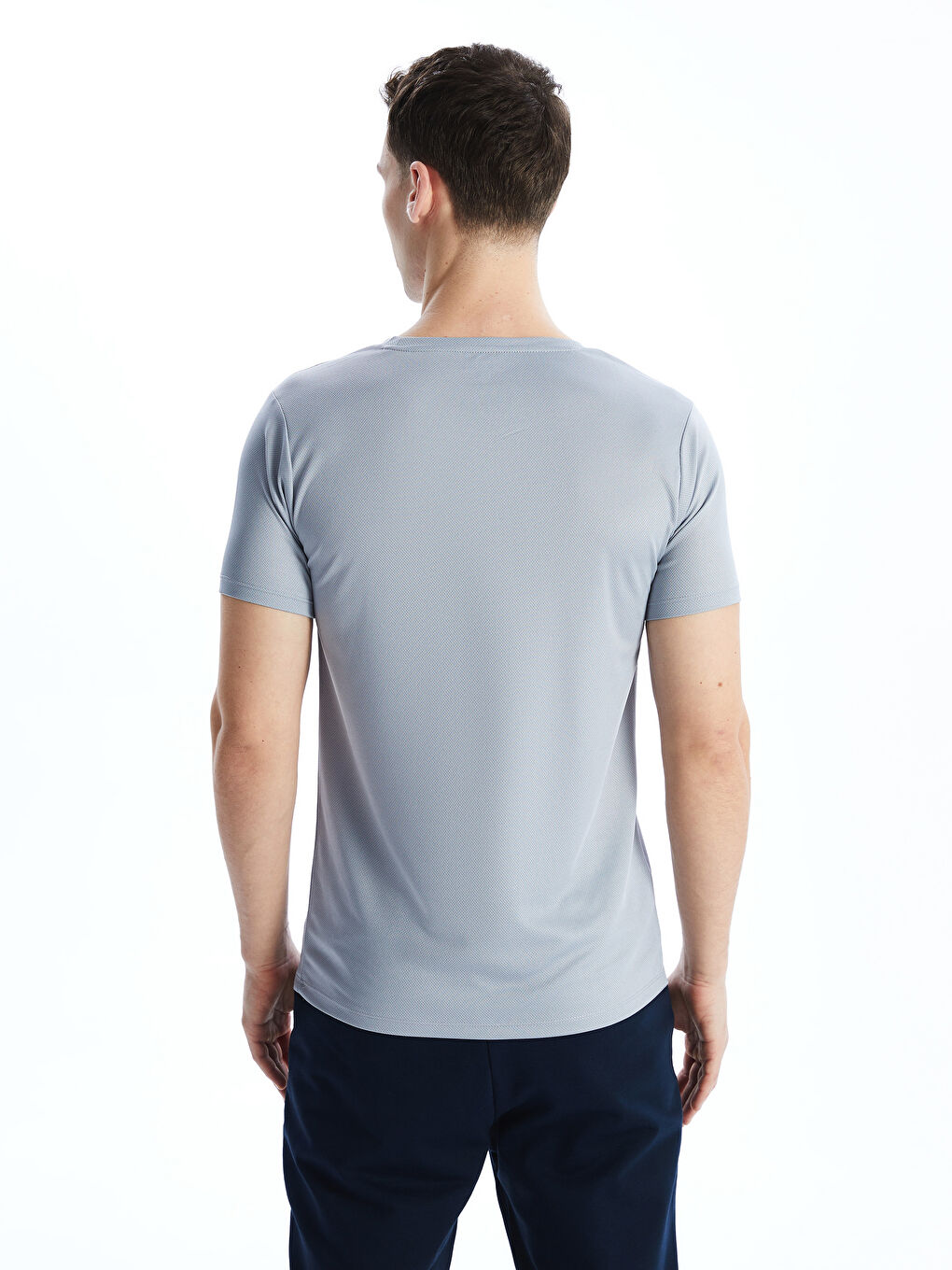 LCW ECO Gri Bisiklet Yaka Kısa Kollu Erkek Spor Tişört - 3