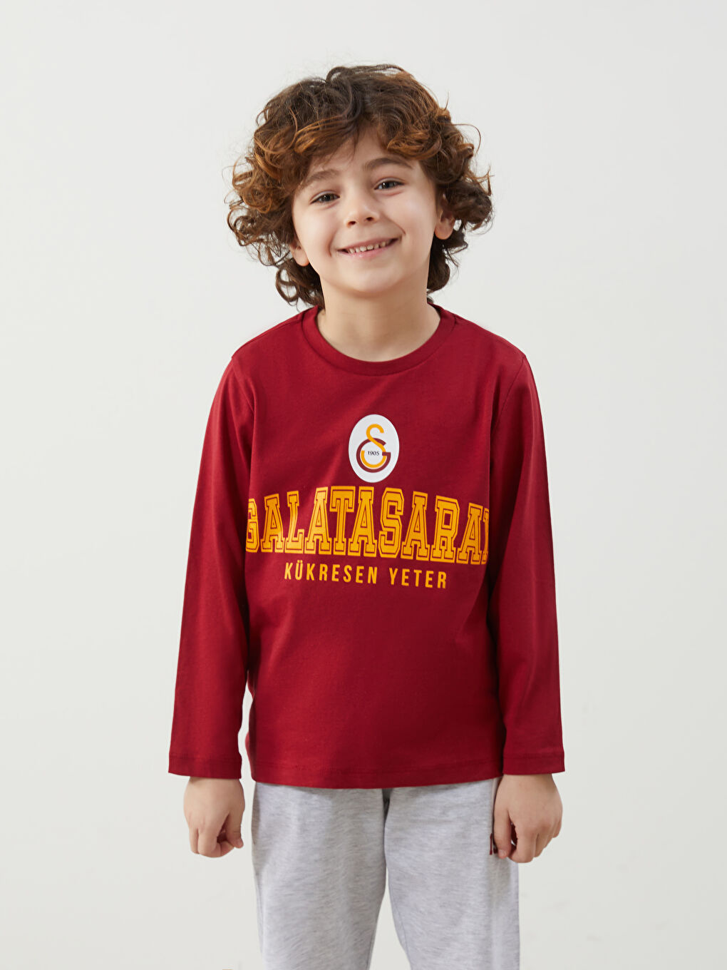 LCW Kids Kirmizi Bisiklet Yaka Galatasaray Baskılı Erkek Çocuk Pijama Takımı - 1