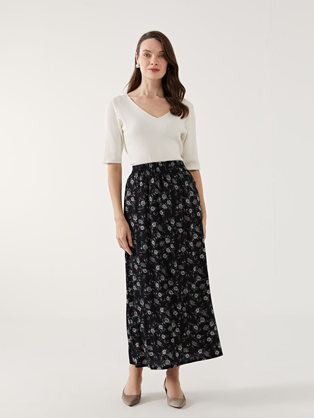Women Skirt With Elastic Waist Pattern -S5GH72Z8-LQJ