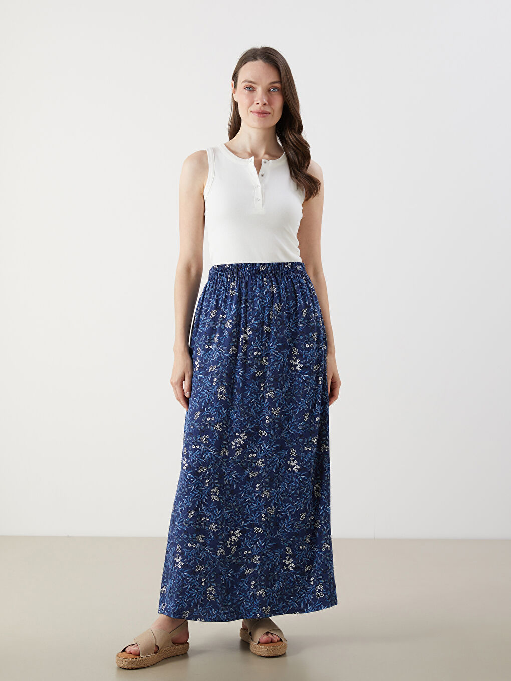 Elasticated Waist Floral Skirt -S5GH72Z8-LQN