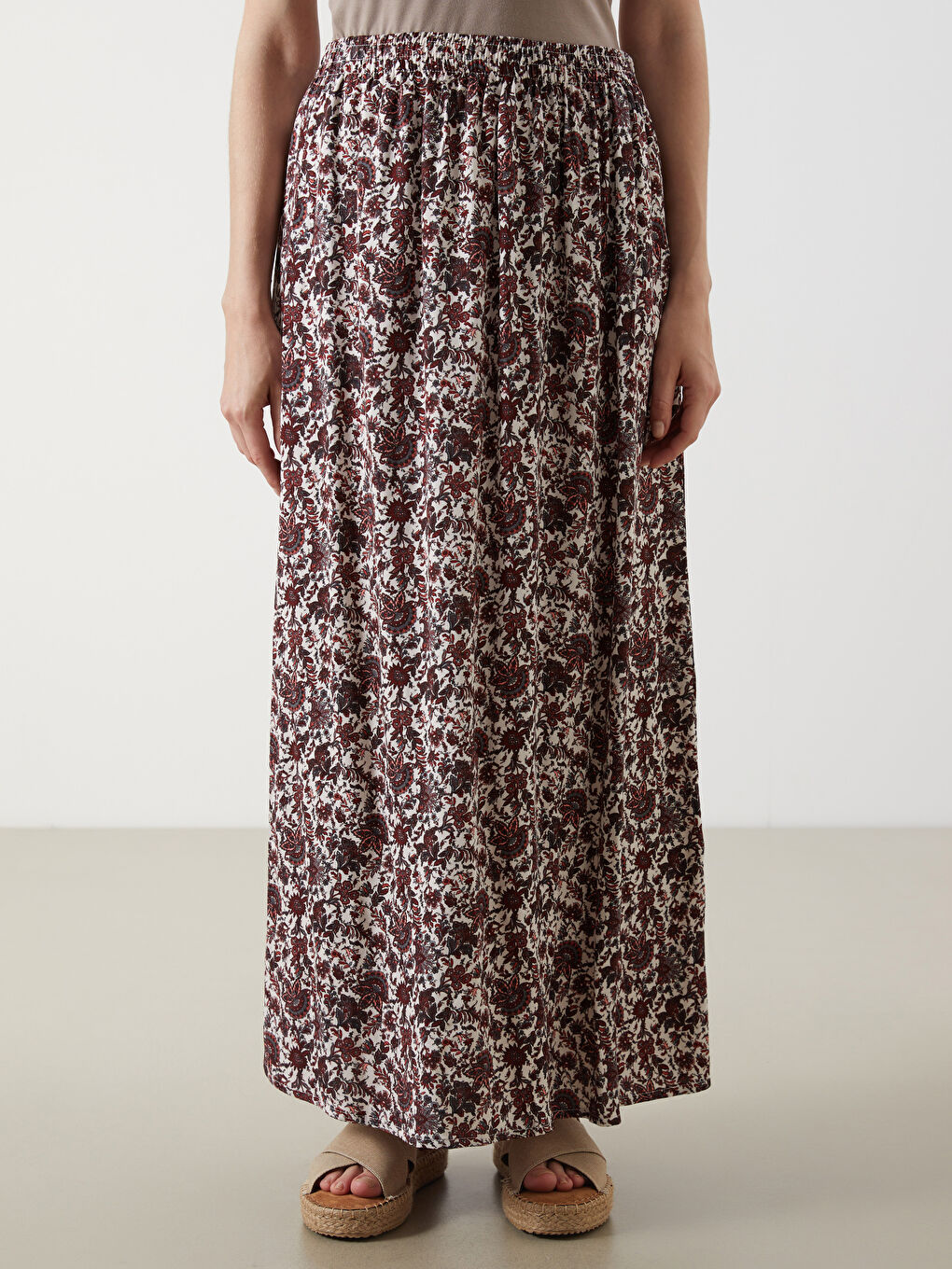 Elasticated Waist Patterned Women's Skirt -S5GH72Z8-LTQ