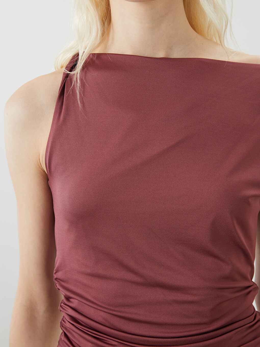 Pembe U Yaka Büzgülü Bluz-2