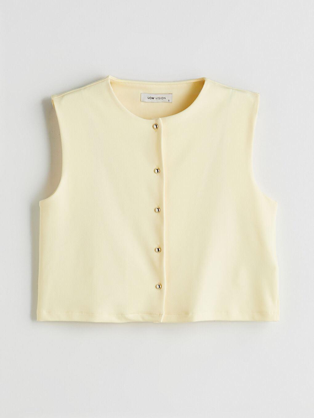 Sarı Bisiklet Yaka Kadın Klasik Yelek-4