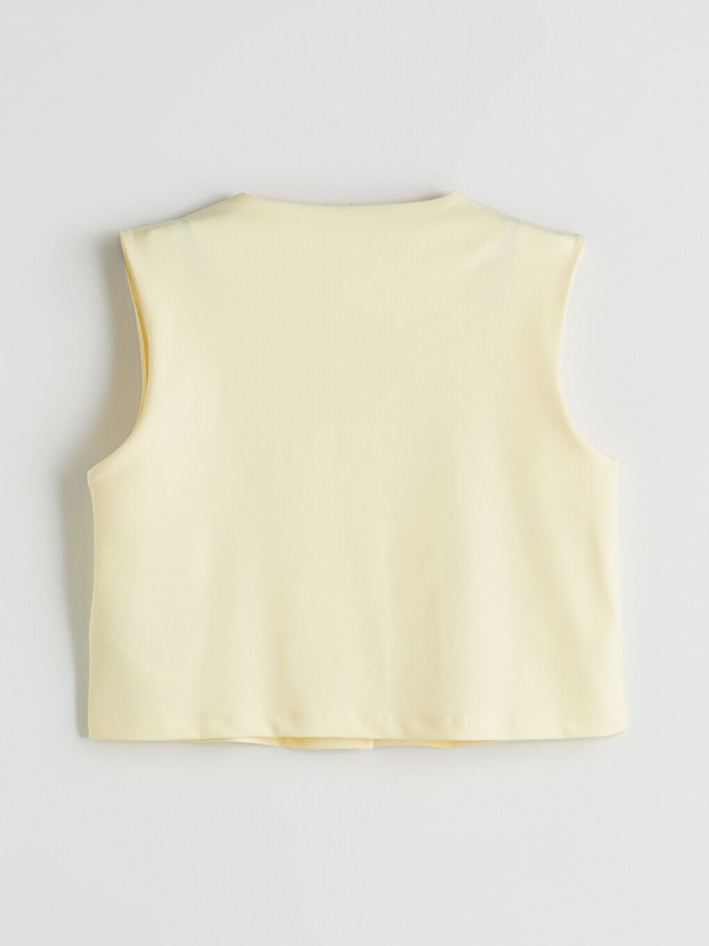 Sarı Bisiklet Yaka Kadın Klasik Yelek-5