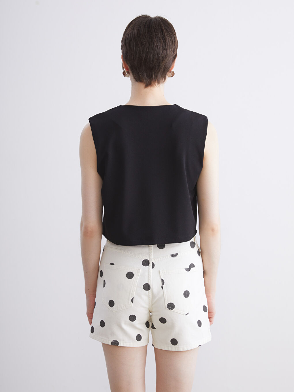 Siyah Bisiklet Yaka Kadın Klasik Yelek-6