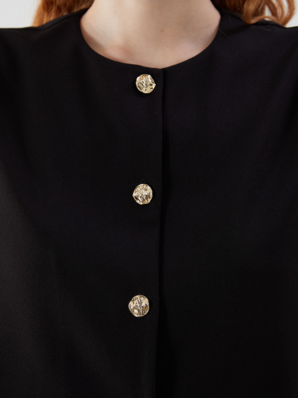 Siyah Bisiklet Yaka Kadın Klasik Yelek-5