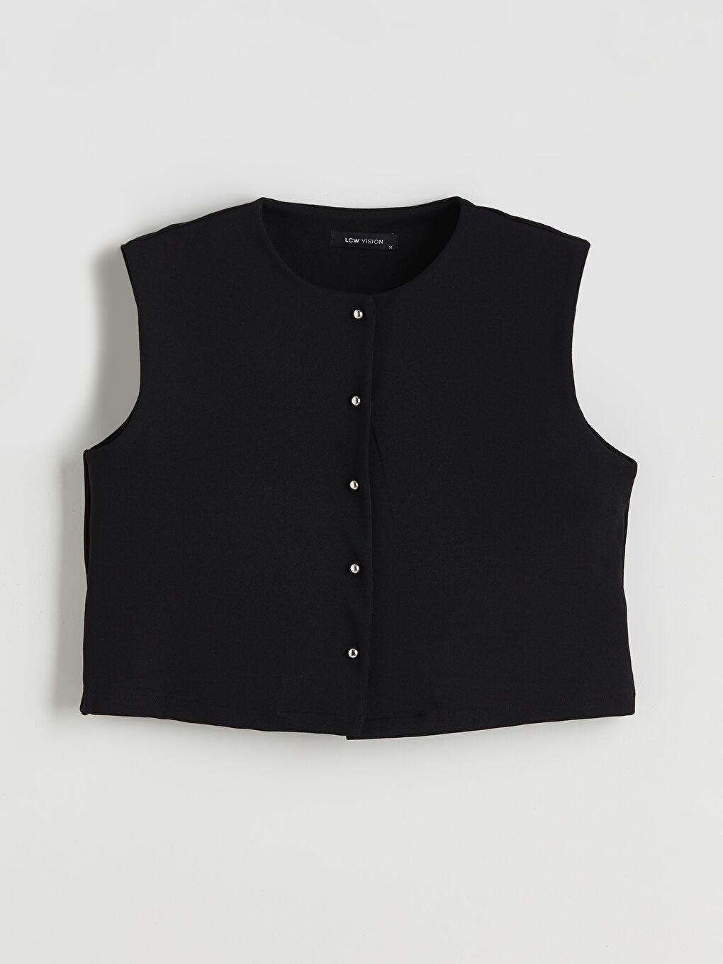 Siyah Bisiklet Yaka Kadın Klasik Yelek-8