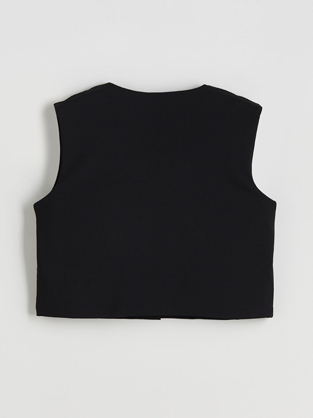 Siyah Bisiklet Yaka Kadın Klasik Yelek-9