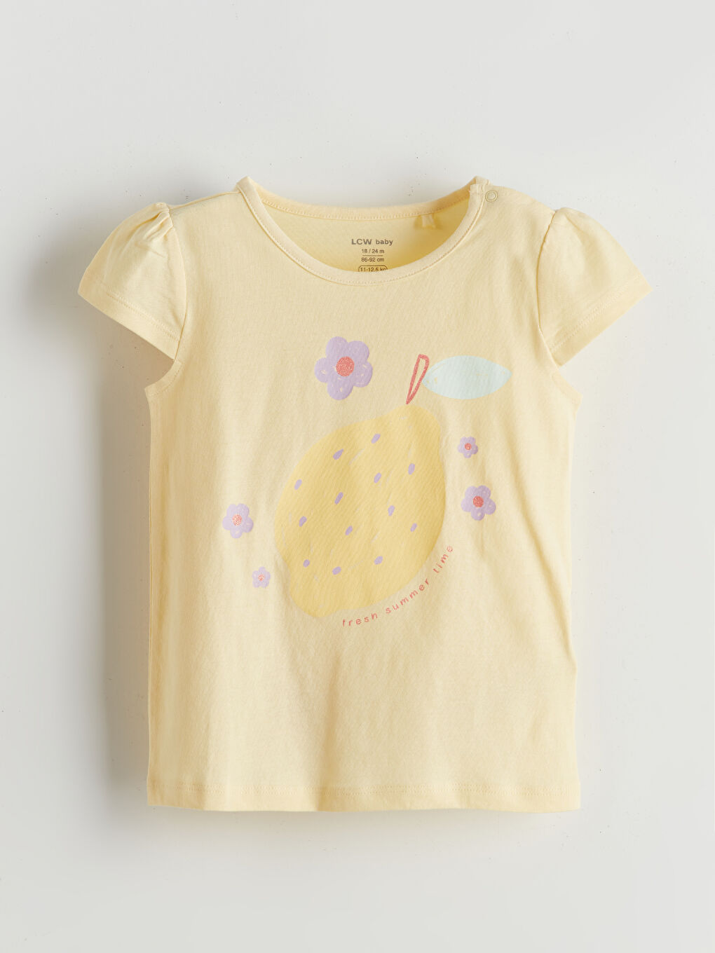 Sarı Bisiklet Yaka Baskılı Kız Bebek Tişört