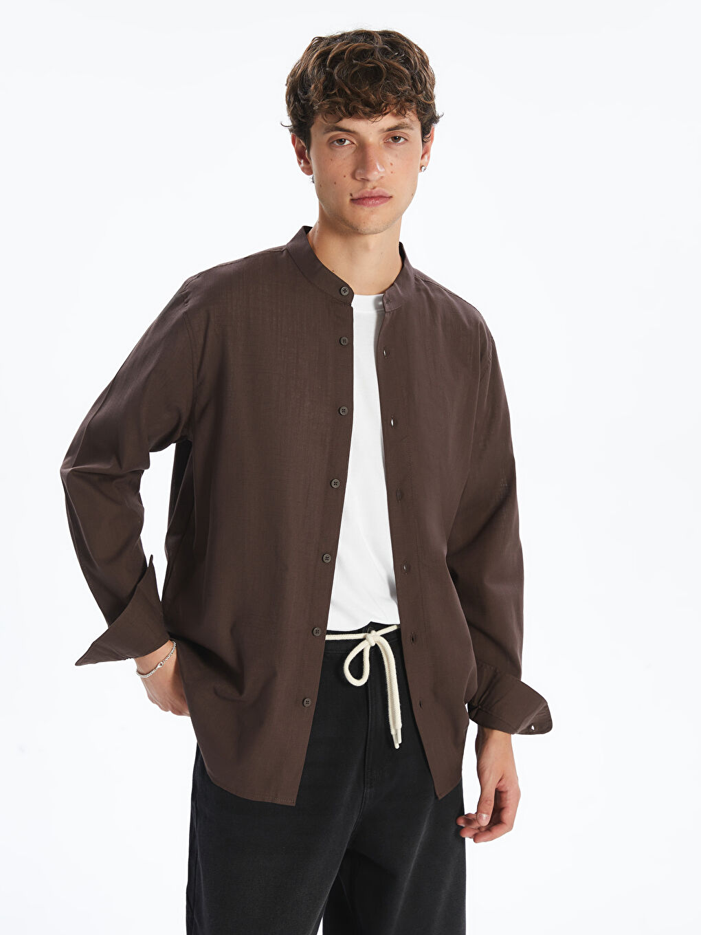 XSIDE Kahverengi Regular Fit Uzun Kollu Poplin Erkek Gömlek