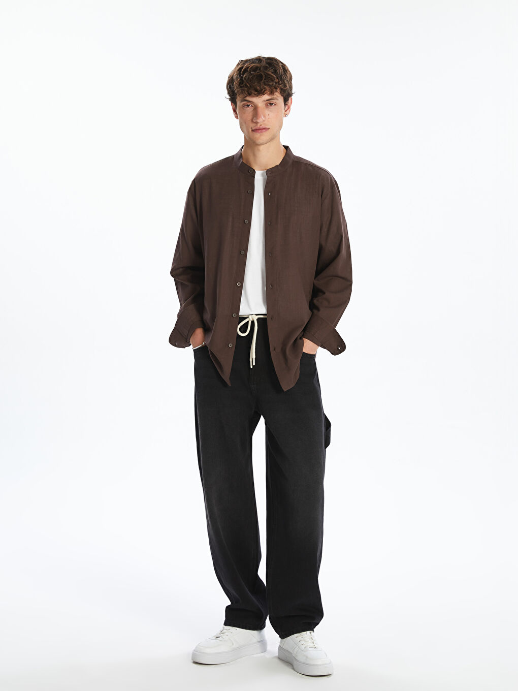XSIDE Kahverengi Regular Fit Uzun Kollu Poplin Erkek Gömlek - 1