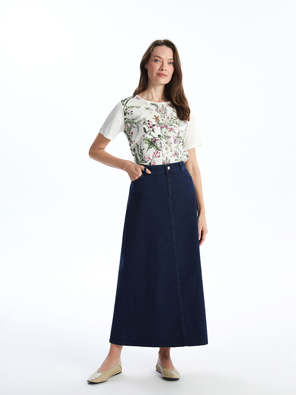 Standard Fit Women's Jean Skirt -S5GI77Z8-890