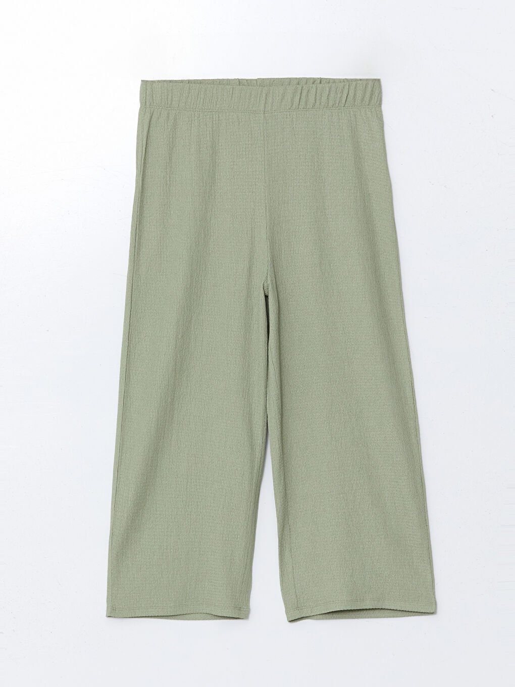 Yeşil Beli Lastikli Dokulu Kadın Kapri-5