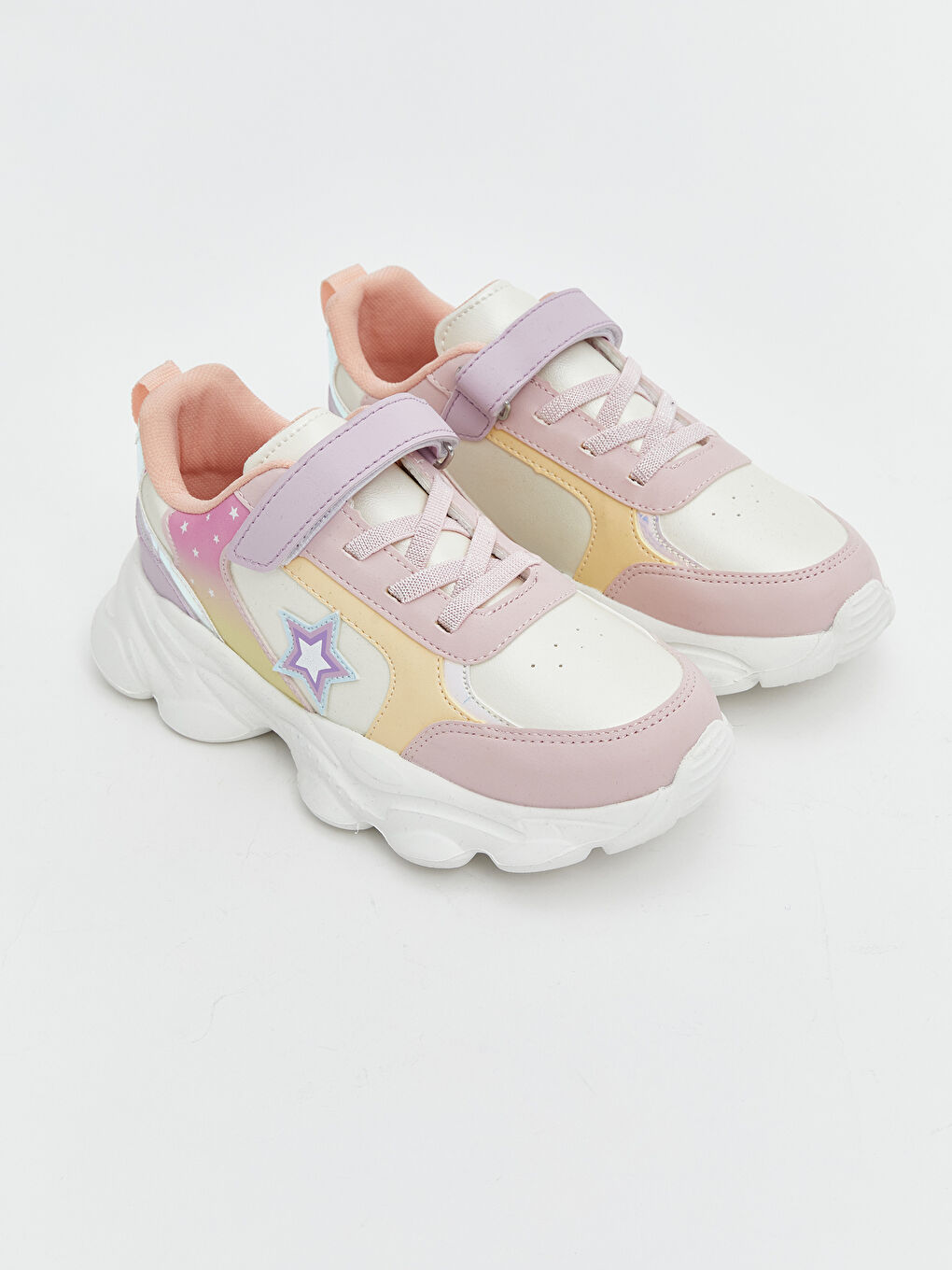 Color Block Lace-Up and Velcro Fastening Girls' Sneakers -S5GJ52Z4-M0T