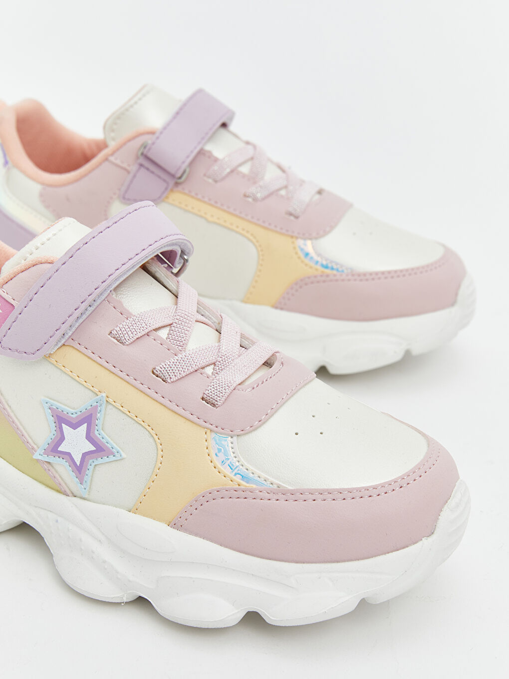 Color Block Lace-Up and Velcro Fastening Girls' Sneakers -S5GJ52Z4-M0T