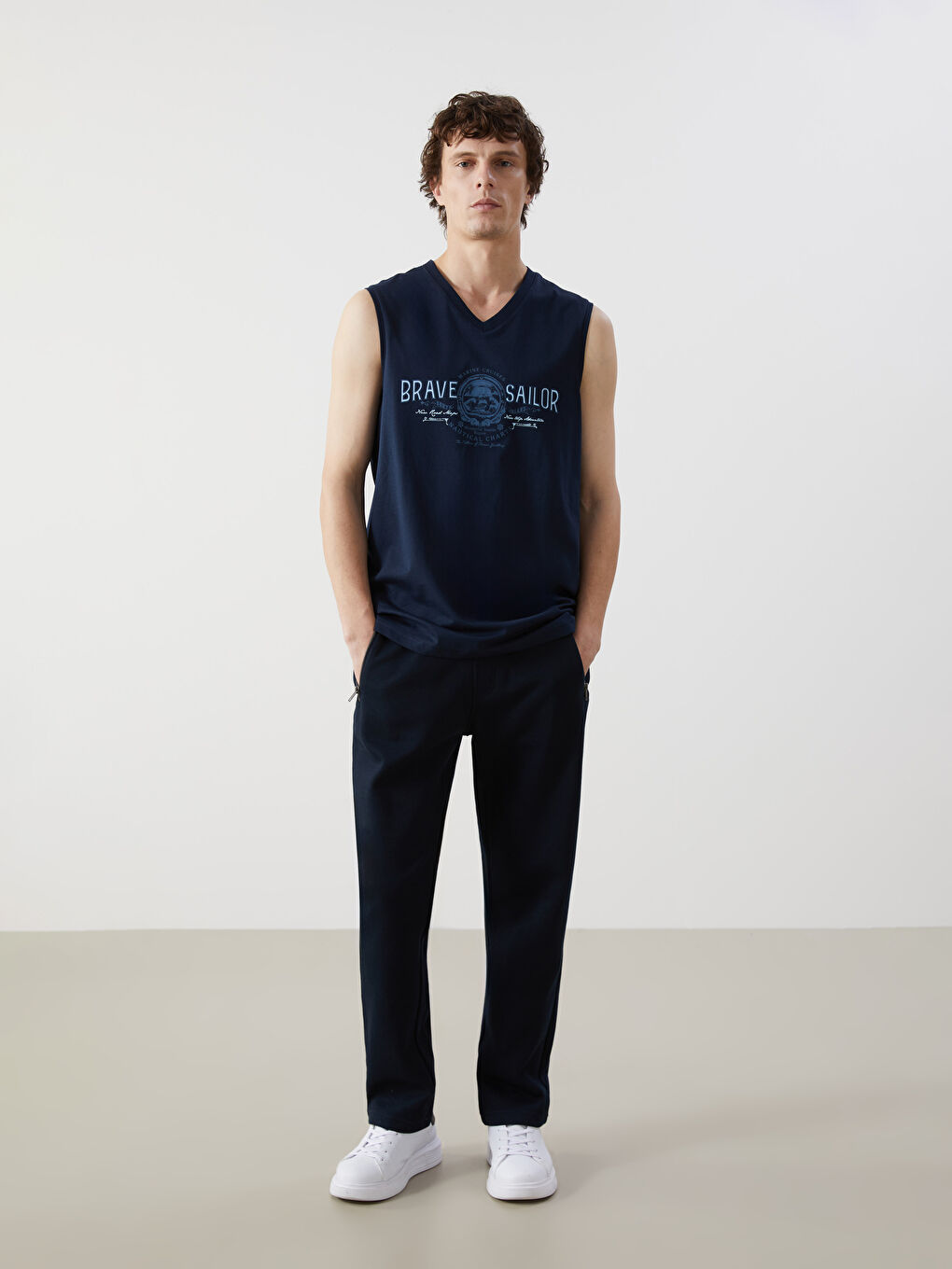 V-Neck Printed Men's Sleeveless T-Shirt -S5GJ58Z8-DWP