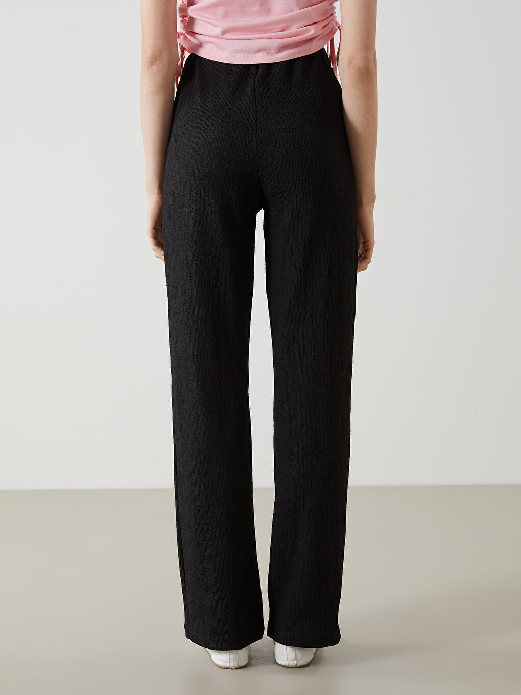 Elasticated Waist Textured Women's Trousers -S5GJ62Z8-CVL