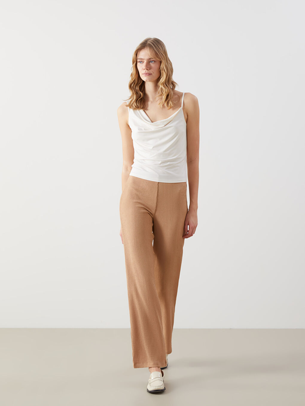 Elasticated Waist Textured Women's Trousers -S5GJ62Z8-FJZ