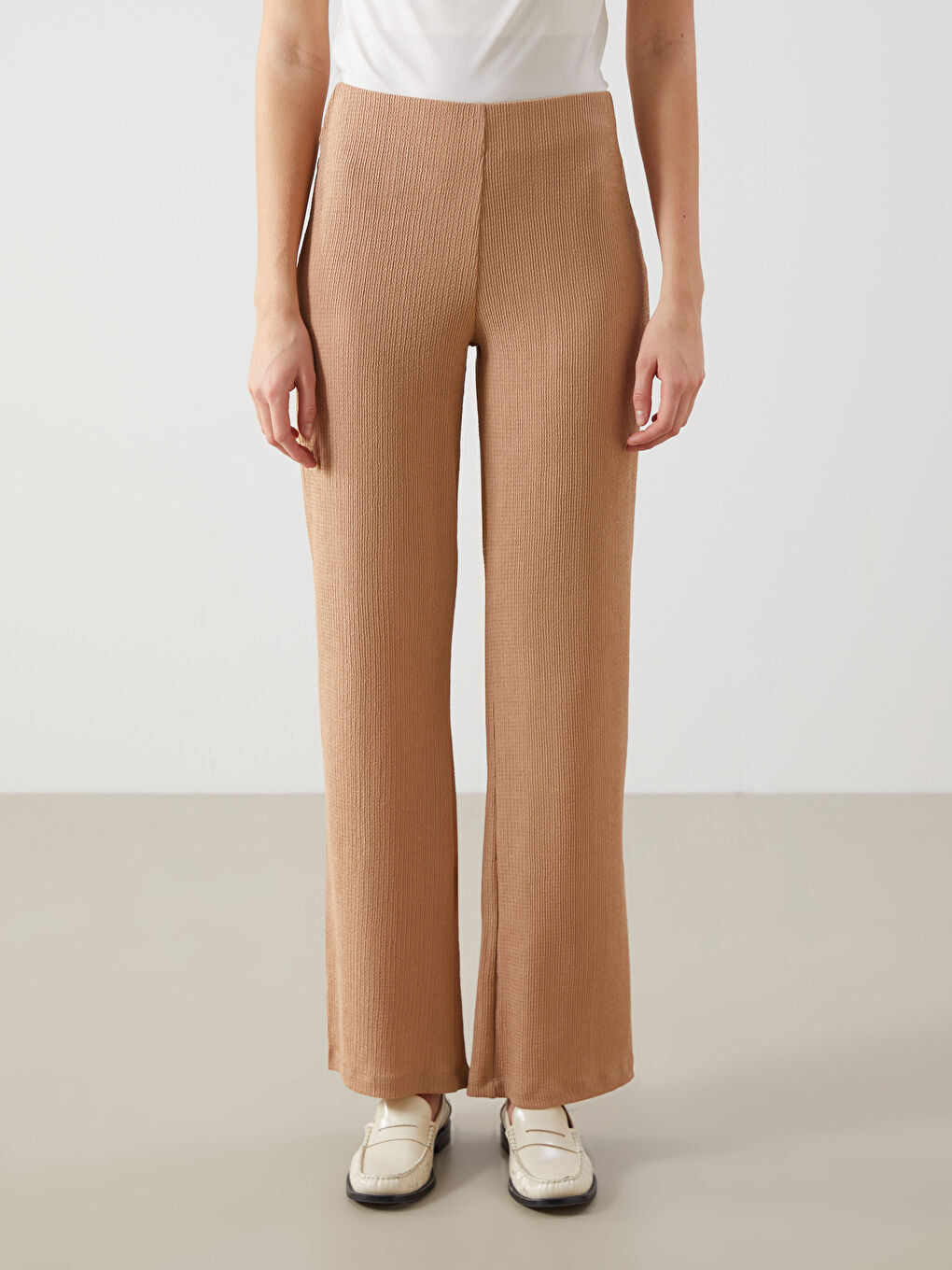 Elasticated Waist Textured Women's Trousers -S5GJ62Z8-FJZ