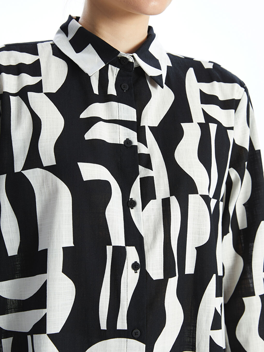 Patterned Poplin Women's Shirt Tunic -S5GJ64Z8-LQJ