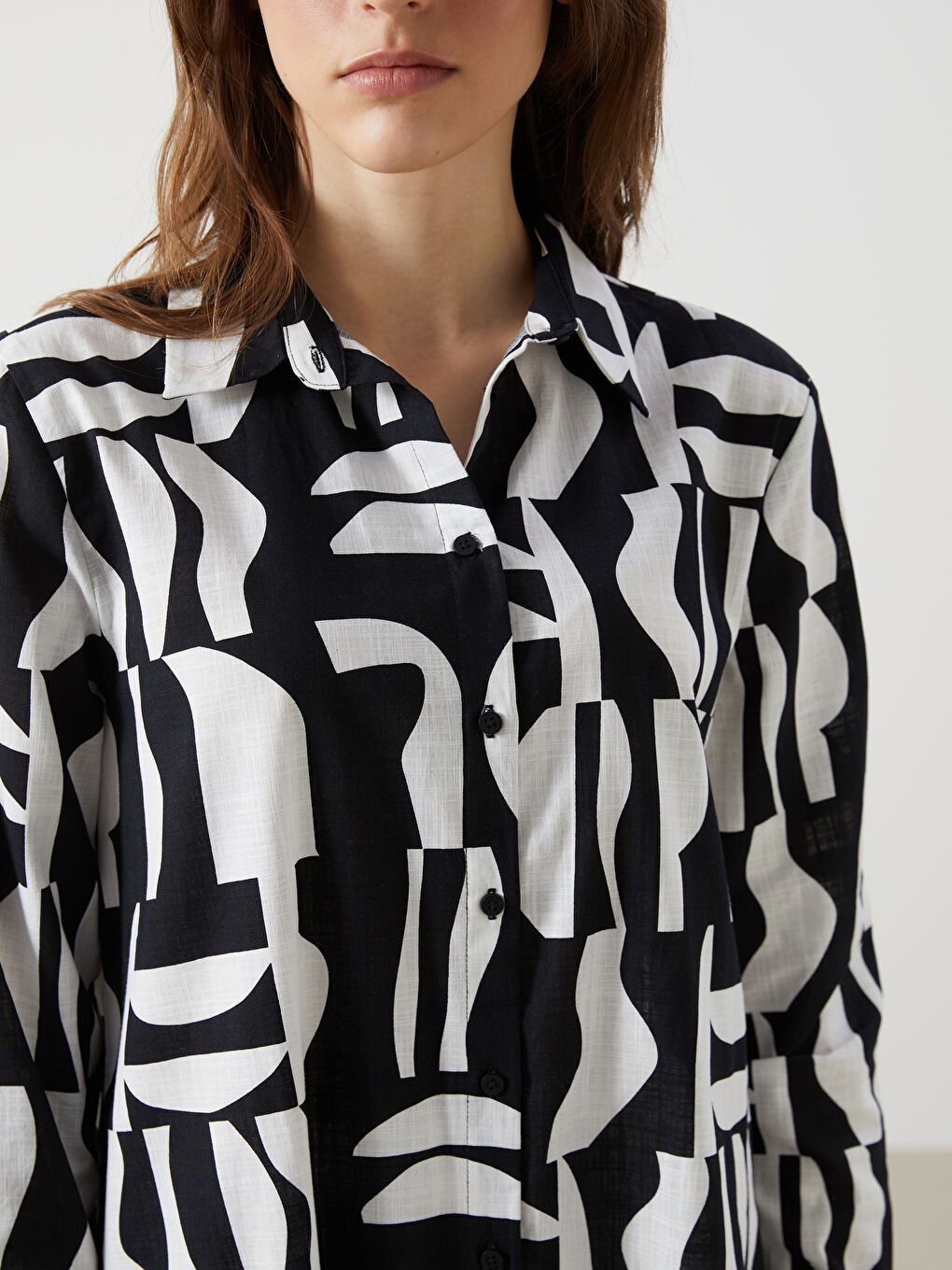 Patterned Poplin Women's Shirt Tunic -S5GJ64Z8-LQJ