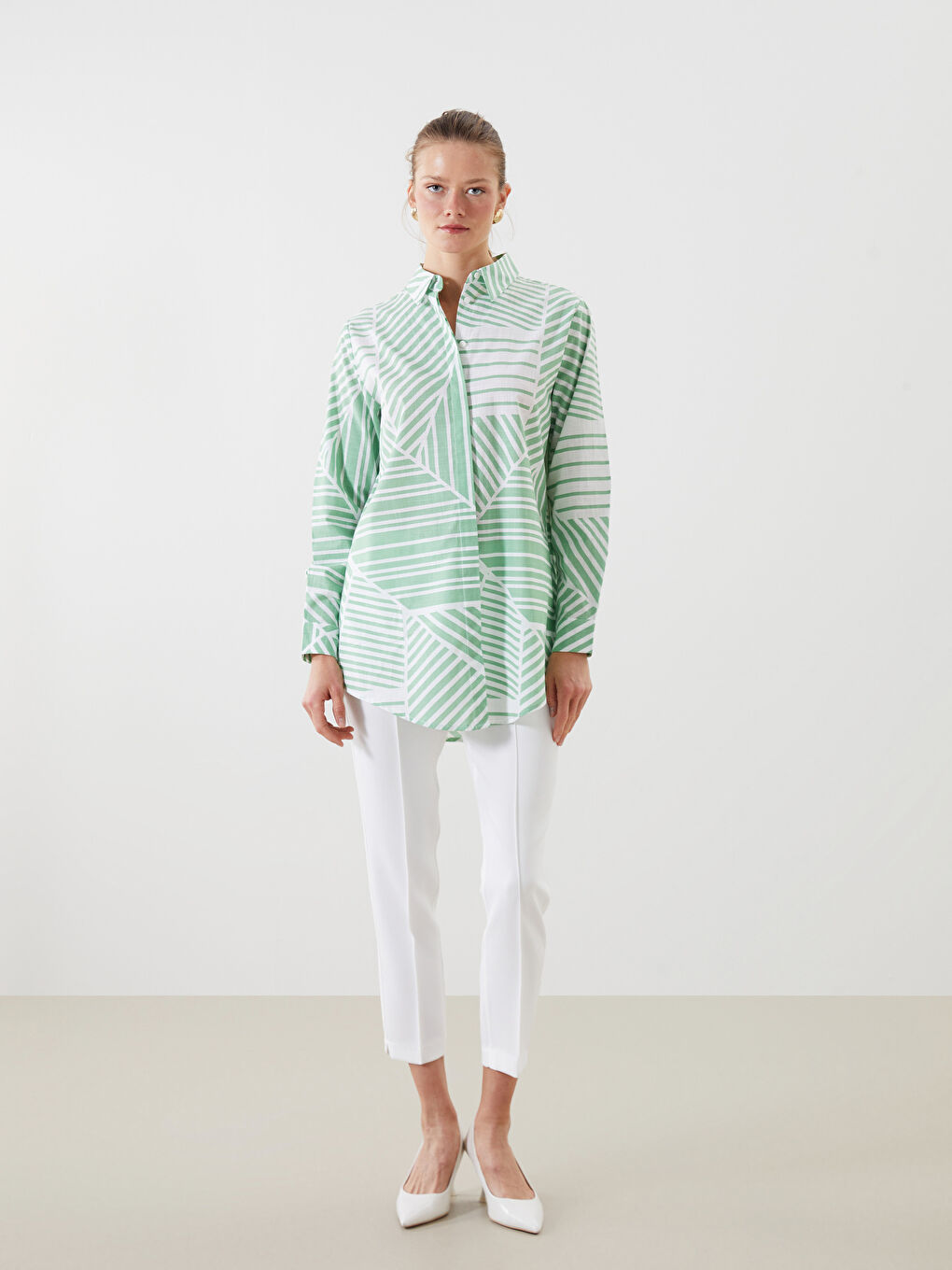 Patterned Oversize Women's Shirt Tunic -S5GJ65Z8-LRR