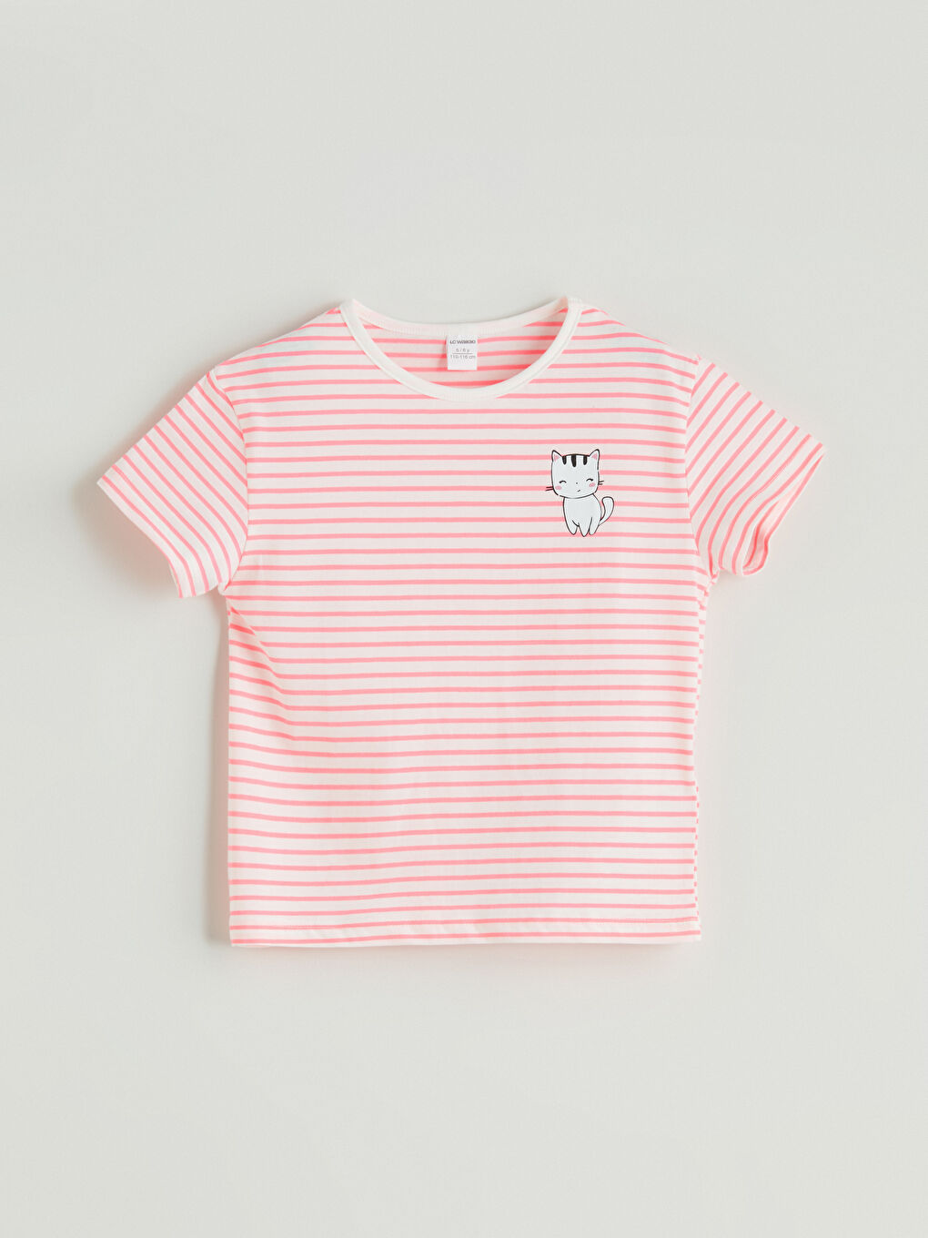 Crew Neck Striped Girls' T-Shirt -S5GJ66Z1-LHK