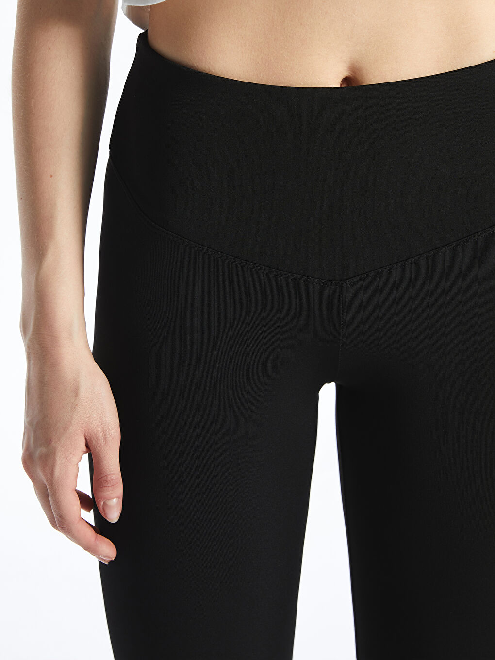 Siyah Beli Lastikli Kadın Spor Tayt-2